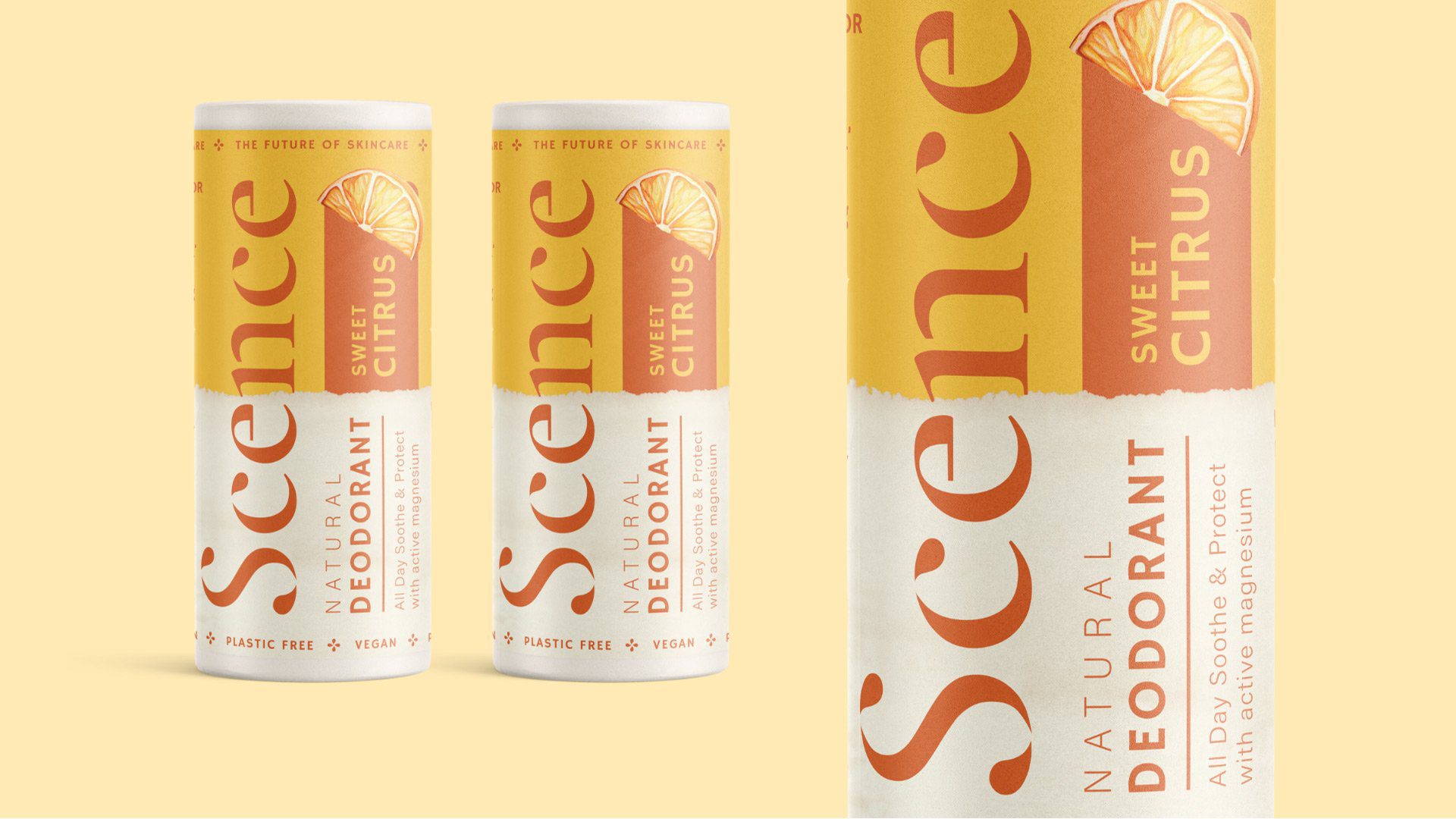Scence skincare citrus deodorant branding Kingdom & Sparrow