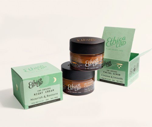 EthicaCBD skincare packaging design by Kingdom and Sparrow