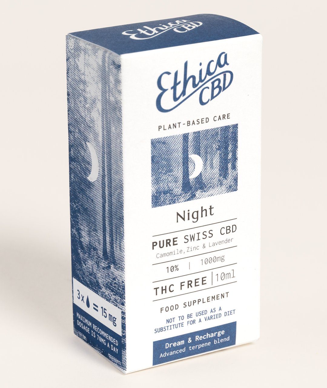 EthicaCBD Pure CBD Night box design by Kingdom and Sparrow