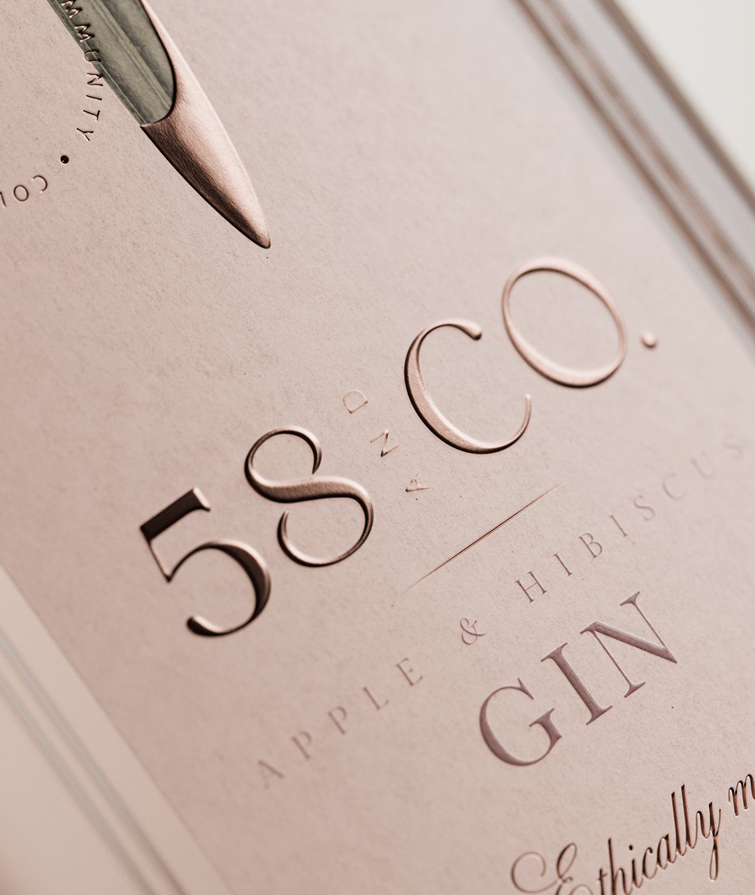 58 and Co Apple & Hibiscus Gin Label Detail Rebrand by Kingdom and Sparrow