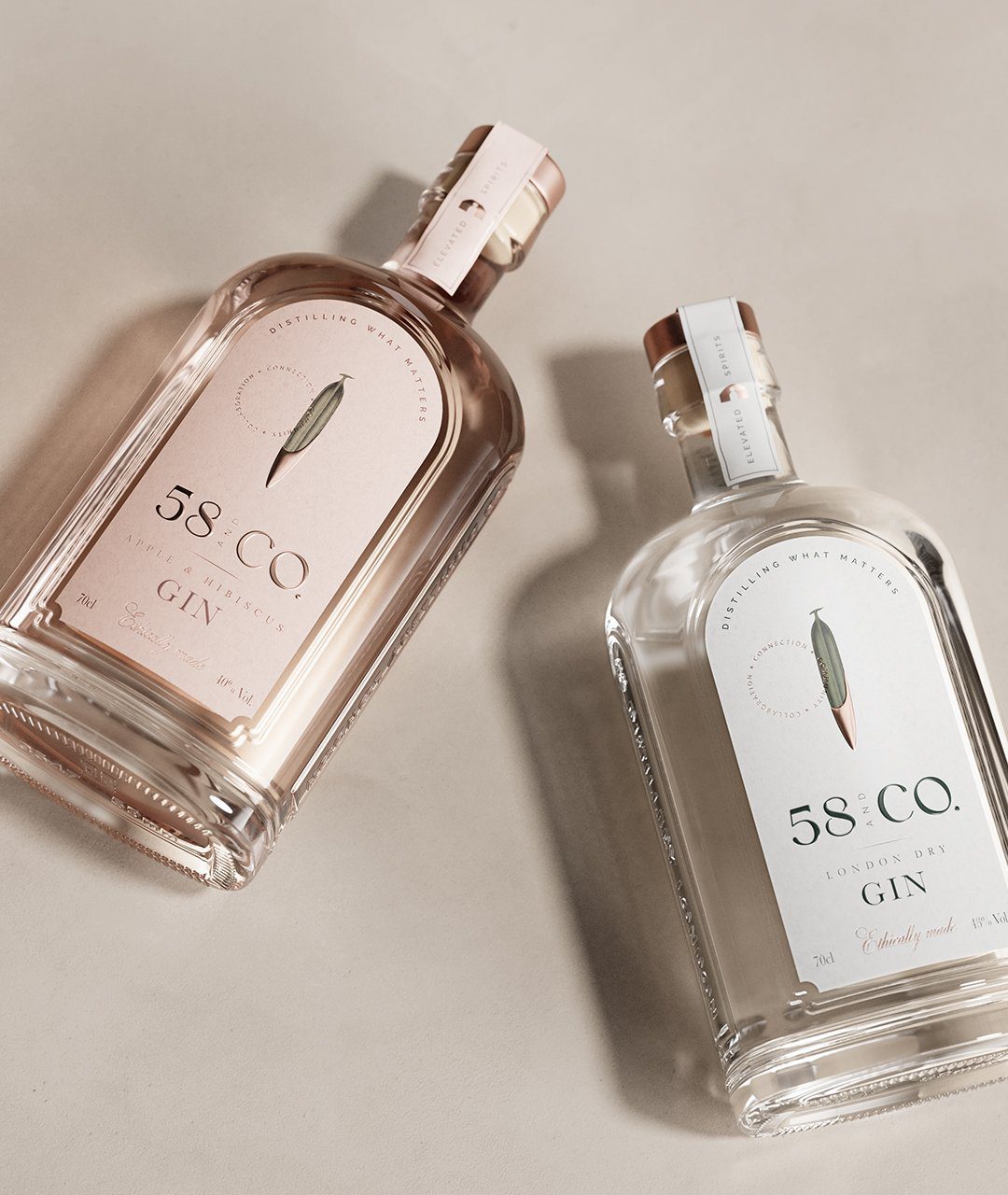 58 and Co Gin and Apple & Hibiscus Gin Rebrand by Kingdom and Sparrow