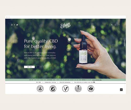 EthicaCBD Website design by Kingdom and Sparrow