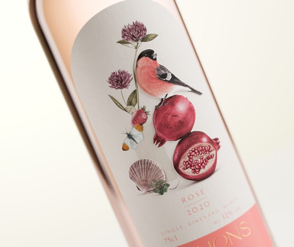 Dillions english wine label design branding
