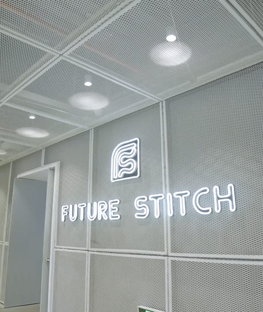 Future Stitch neon sign branding by Kingdom & Sparrow