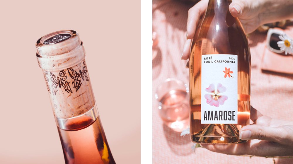 Amarose wine branding label design