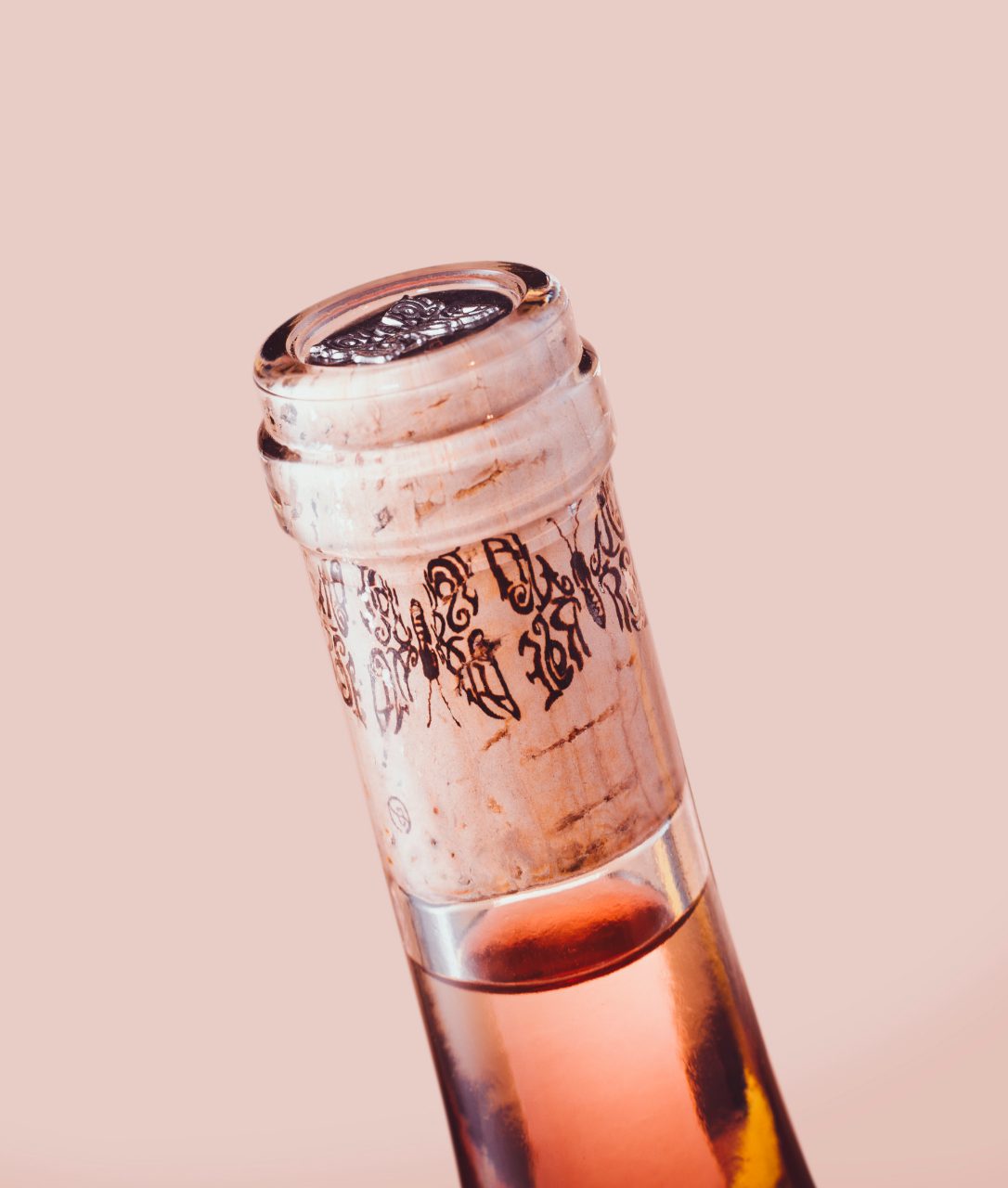 Amarose rose wine branding printed cork