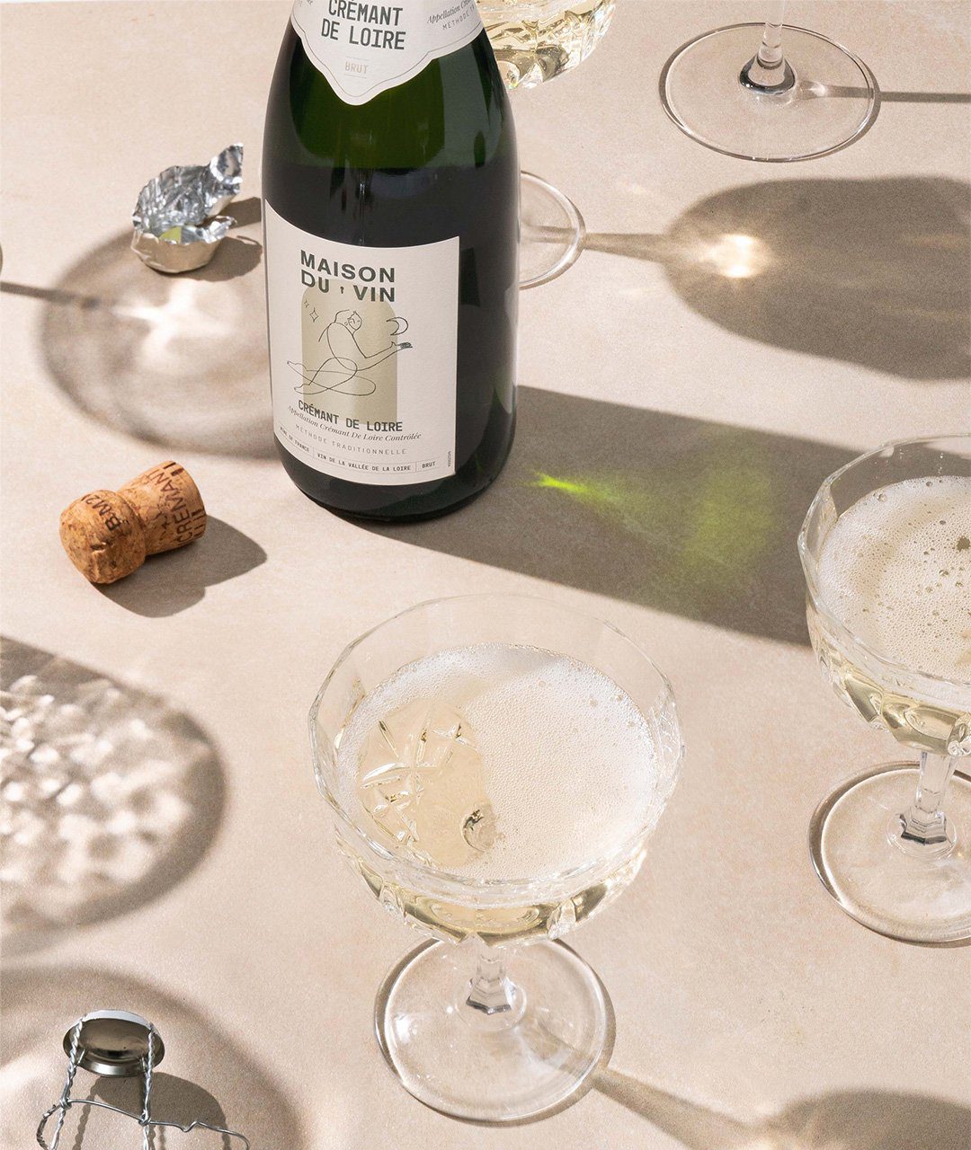 Maison Du Vin Cremant bottle with coupe glass
