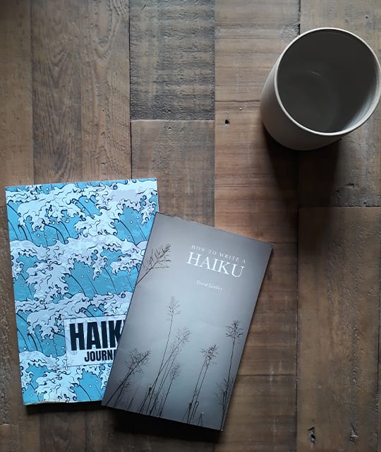 haiku books on a coffee table
