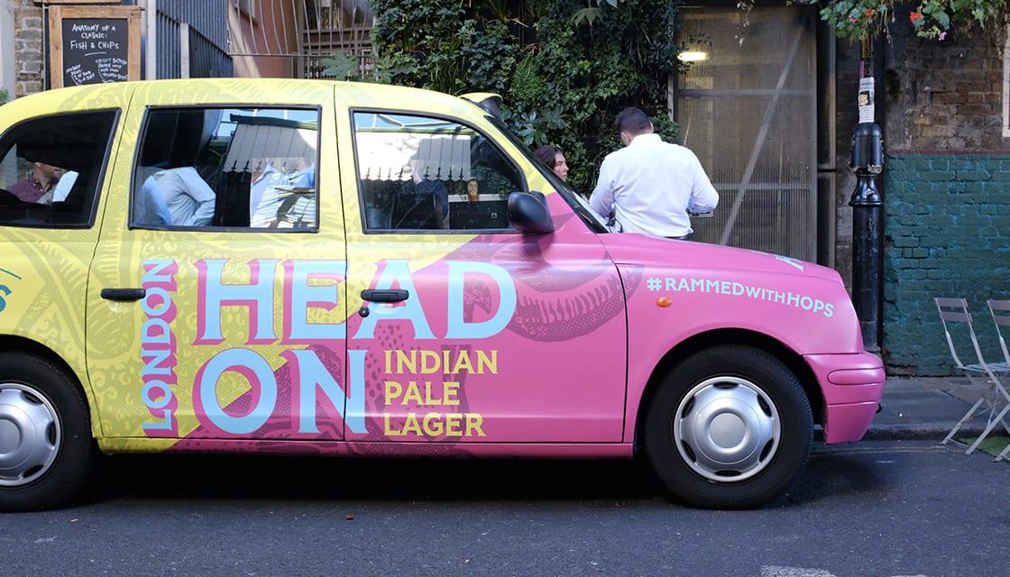 Young's Brewery Rebrand Kingdom & Sparrow Taxi Wrap