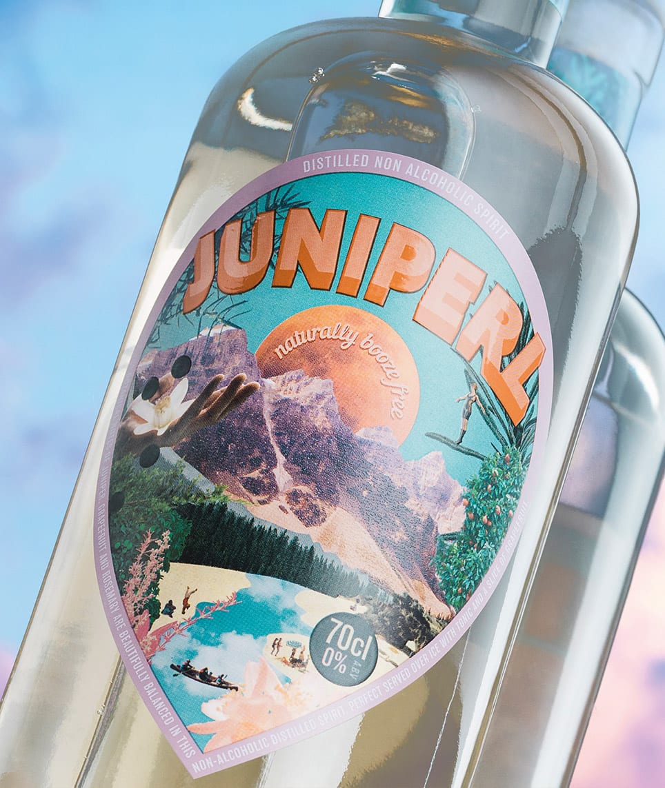 Juniperl non-alcoholic gin branding Kingdom & Sparrow